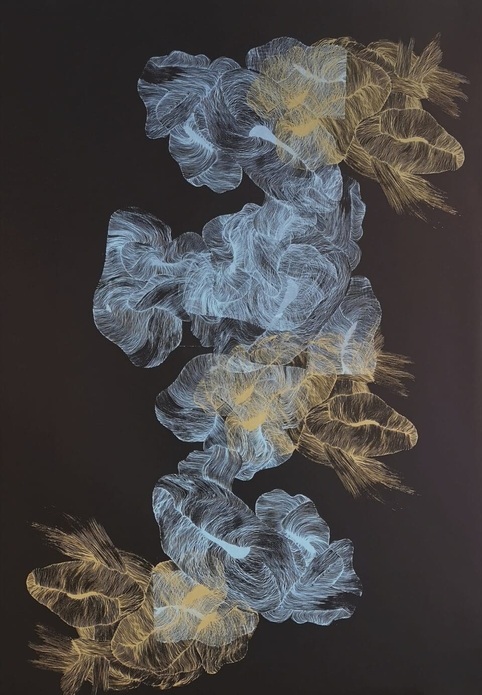 Ensembles discrets, sérigraphies sur papier Rives noir 70x100cm, 2020-2021 #1