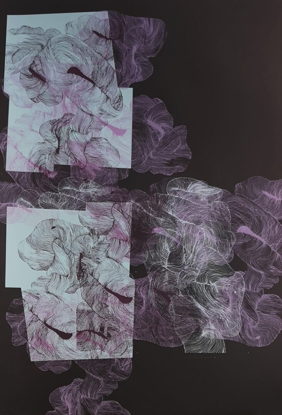 Ensembles discrets, sérigraphies sur papier Rives noir 70x100cm, 2020-2021 #3