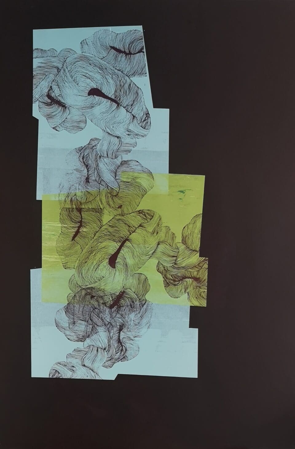 Ensembles discrets, sérigraphies sur papier Rives noir 70x100cm, 2020-2021 #4